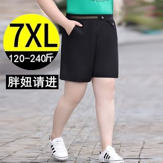 加肥加大码短裤女胖mm夏装高腰显瘦休闲西装宽松阔腿五分裤 200斤