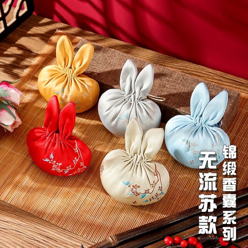 新款卡通香包月玉兔子香囊空袋子古风荷包香袋刺绣随身小礼品物