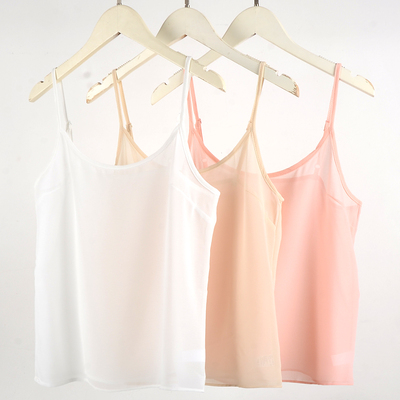 珍珠雪纺吊带背心女士内搭打底衫