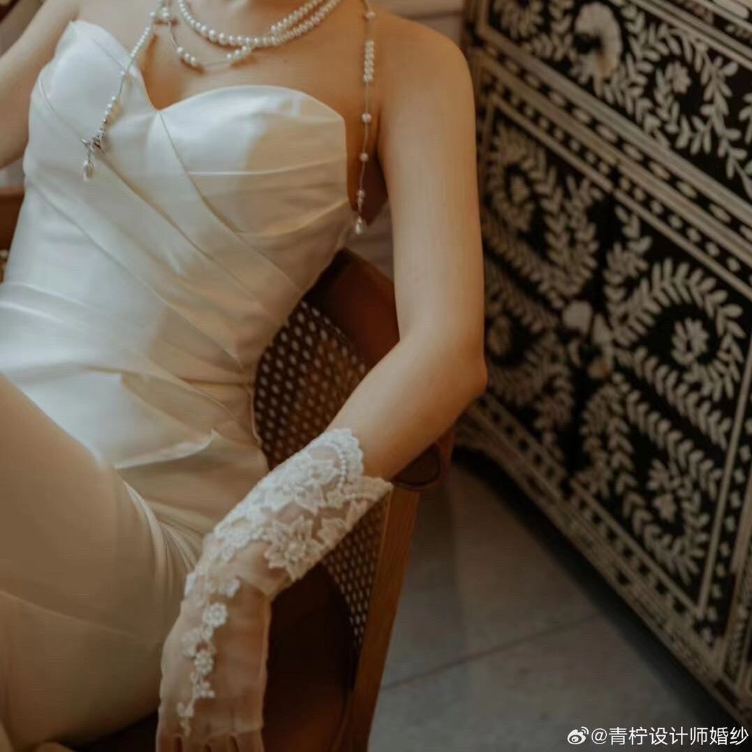帝凡饰品特惠手套手工制作法式复古蕾丝刺绣缎面新娘结婚拍照配饰