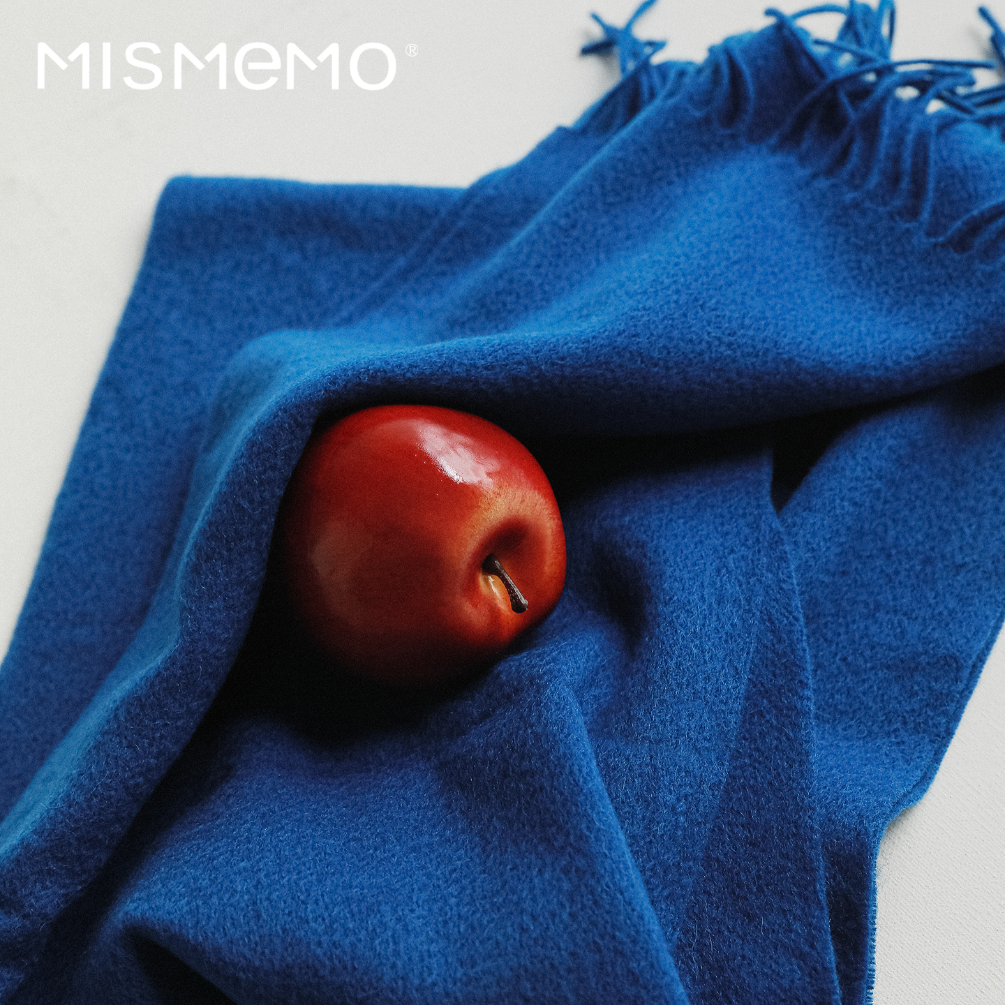 MISMEMO高级感100%绵羊毛围巾女生冬2025新款韩系氛围感蓝色披肩