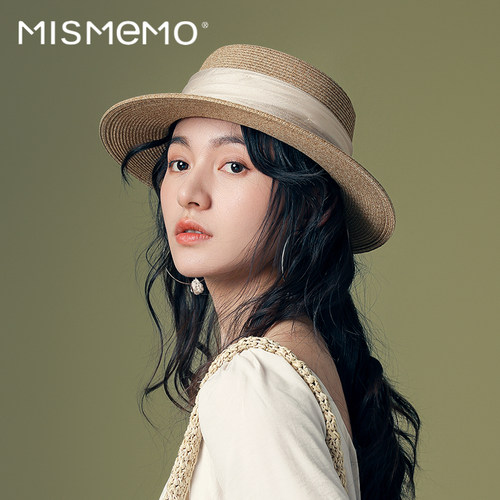 MISMEMO复古平顶草帽女防晒遮阳