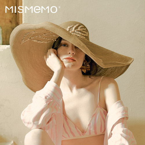 MISMEMO夏季大檐防晒沙滩草帽女