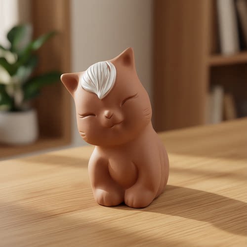 手工可爱小猫造型泥塑摆件