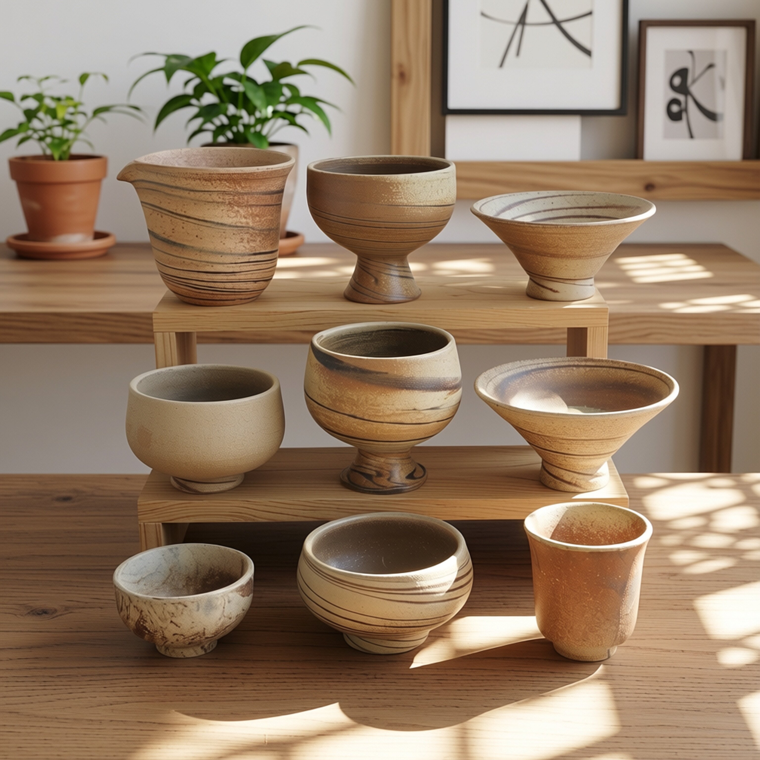 淄博搅胎手工陶瓷茶杯 柴烧茶杯茶具茶碗 手工搅胎粗陶茶杯茶器