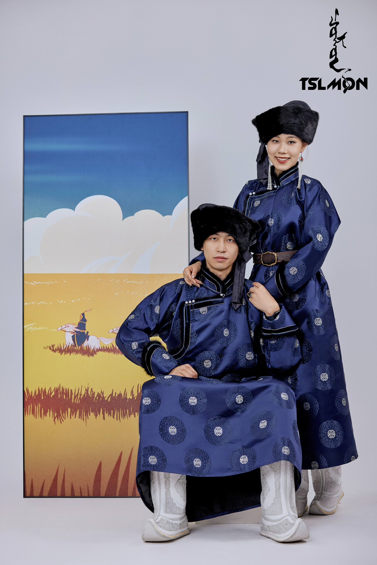 蒙古元素民族风袍子结婚敬酒日常情侣男女加厚冬季