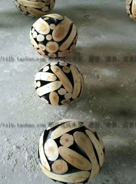 圆形雕塑艺术木球装饰品售楼处
