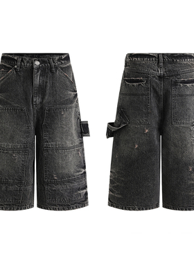 WENFENG LI 24SS夏重磅14盎司baggy阔腿 双膝七分牛仔短裤