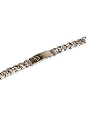 霸能圆弧牛仔宽版亚银钛钢手链