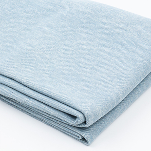 做旧浅蓝擦白纯棉漂洗牛仔布料厚款高档手工DIY裤子设计师面料