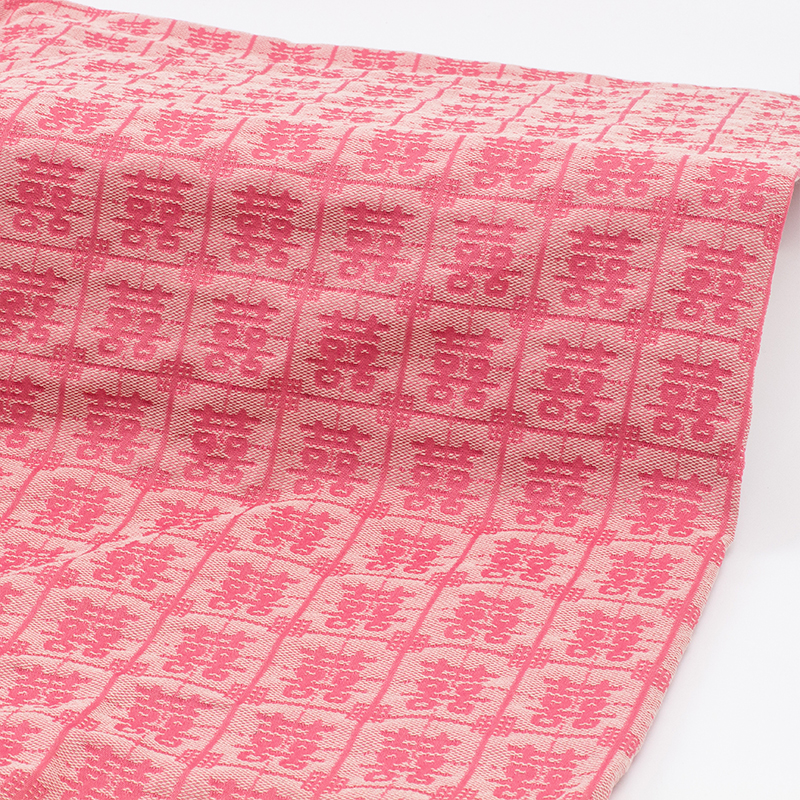 一米价中国风粉色喜字提花布料