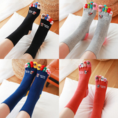 五指袜女纯棉100%正品 秋冬中筒全棉透气分趾袜无缝舒适防臭有跟袜