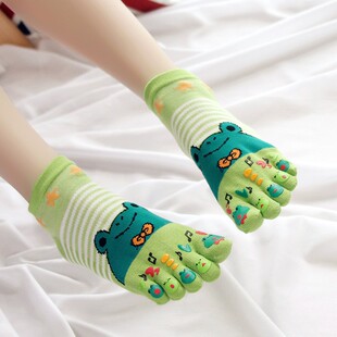 五指袜五趾袜女纯棉袜子四季 卡通可爱短筒透气防臭吸汗分趾袜子 款