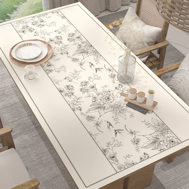 皮革餐桌垫轻奢高级感防水防油免洗桌布现代简约茶几台布桌面垫子