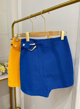 不退换不规则短裙裤裙女夏季新款高腰a字蓝色牛仔包臀半身裙套装