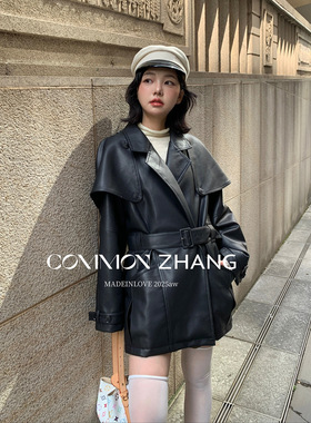 CZ ZHANG秋冬棉服皮衣女加厚保暖通勤中长款PU风衣休闲外套B48187