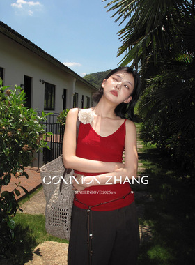 CZ ZHANG纯欲风修身针织吊带衫女百搭V领收腰显瘦打底小衫B35628