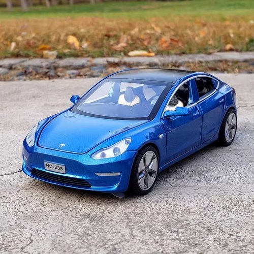 特斯拉Model3/ Models合金轿车模型6开门声光回力玩具小汽车摆件