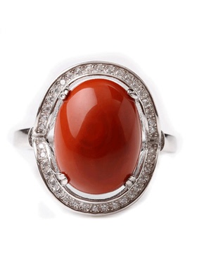 南红玛瑙四川凉山925银镶嵌戒指