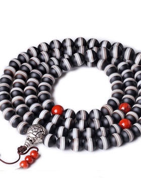 玛瑙玉髓项链一线药师珠