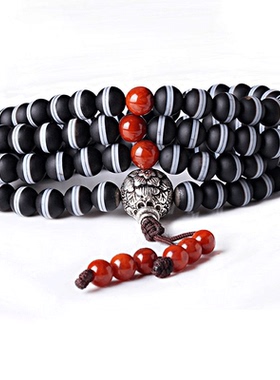 蔓伊诺线珠玛瑙玉髓药师珠天珠