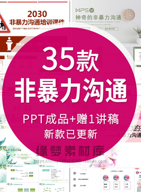 非暴力沟通技巧指导课件PPT模板人际交往表达能力情绪控制素材wps