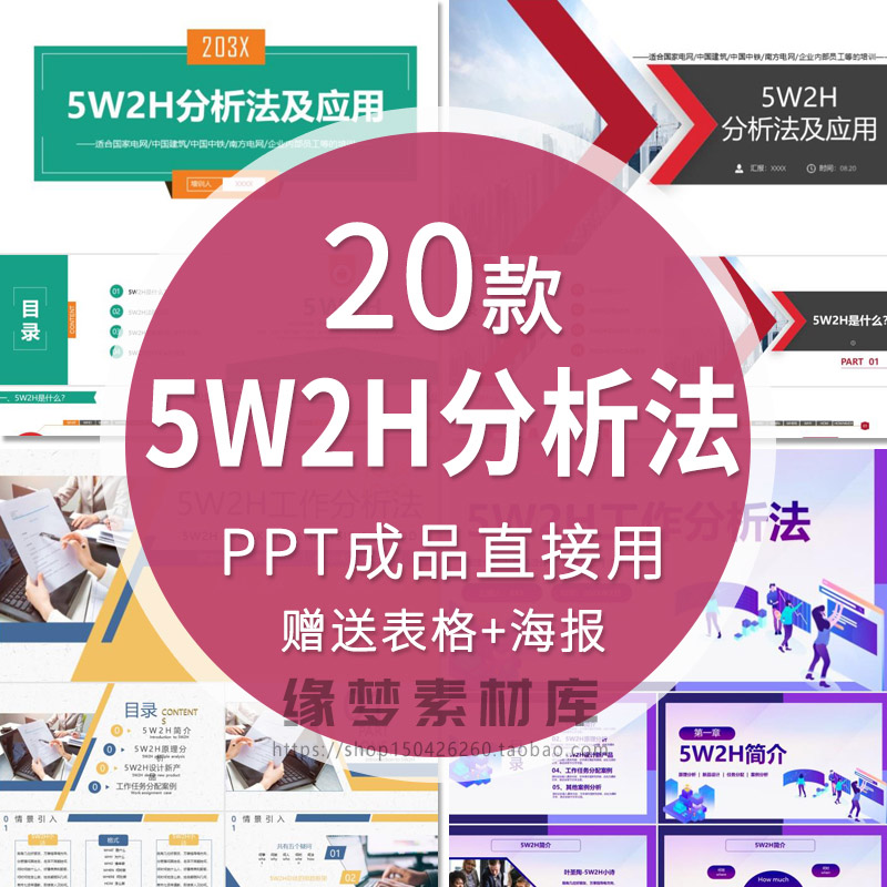 5W2H工作分析法企业管理应用PPT成品七问分析法图表格工作分配