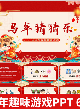 2026马年猜猜乐互动游戏PPT年会团建成语热梗emoji猜成语游戏PPT