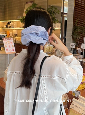蓝色蓬松纯棉可爱公主大肠发圈