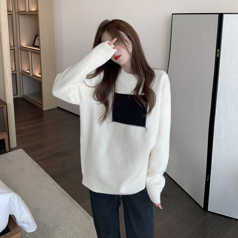 Real price stitching loose long sweater