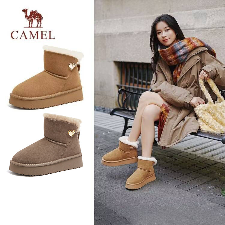 骆驼女鞋2025冬季新款保暖加厚雪地靴厚底棉鞋东北棉鞋加厚短靴女
