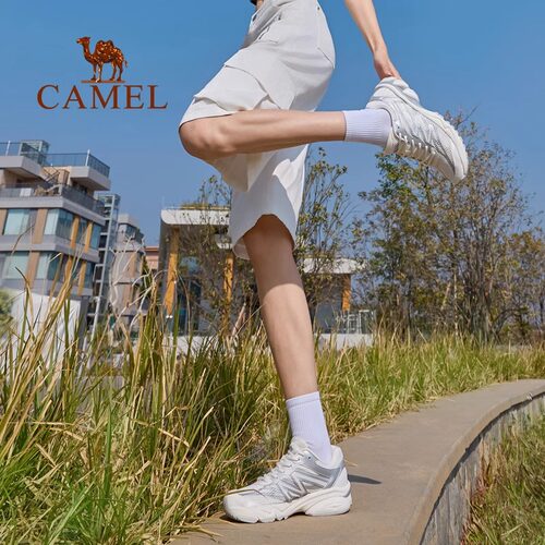 骆驼女鞋2026春季透气厚底运动鞋