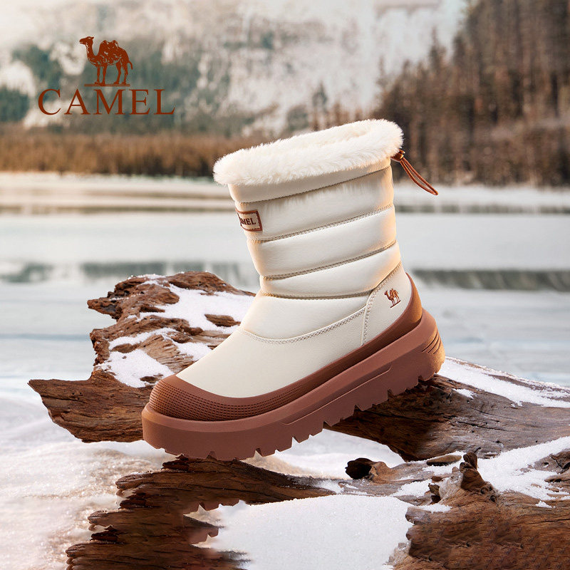 骆驼女鞋雪芙雪地靴2025冬季新款户外加绒保暖棉鞋女款厚底短靴子