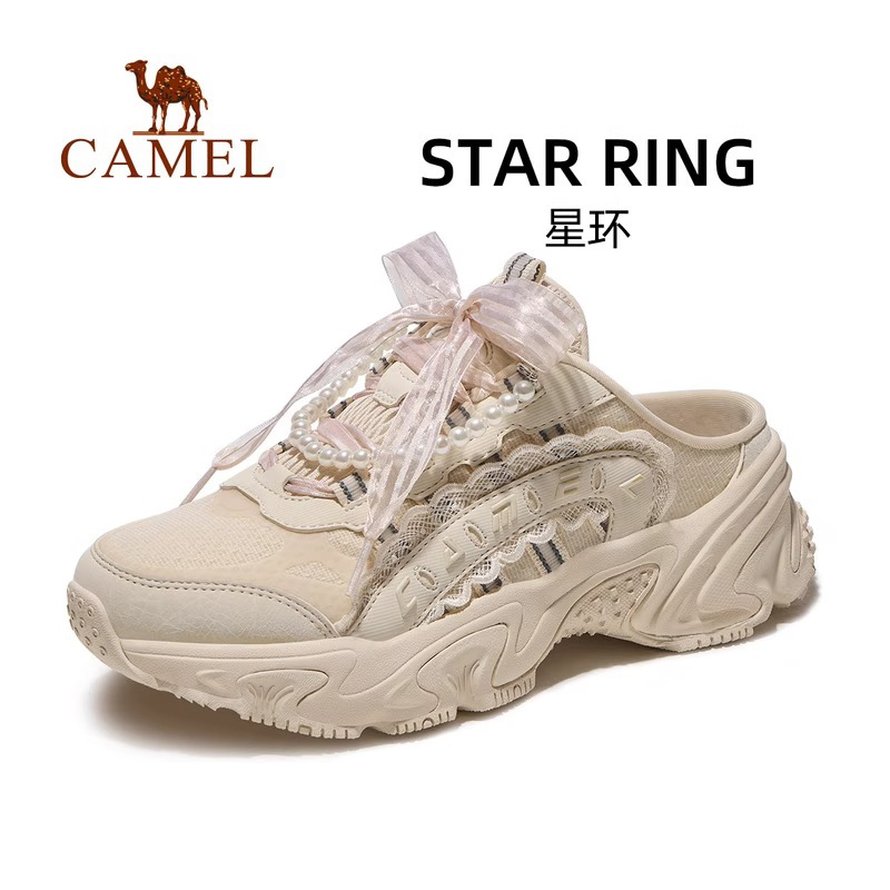 骆驼星环户外休闲鞋女2025新款女鞋轻便增高老爹鞋舒适百搭半拖鞋