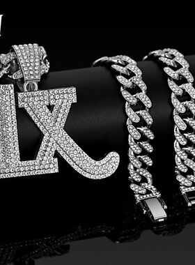 热卖明星款1X同款ONE X吊坠项链嘻哈歌手古巴链跨境饰品迈阿密链