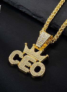 皇冠CEO吊坠嘻哈项链饰品男士潮人搭配学生情侣礼品跨境新品批发