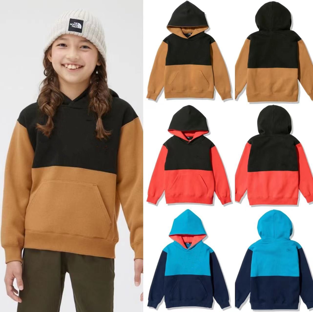 日单儿童抓绒洋气连帽卫衣男童女童加绒北日系面外套上衣运动外套