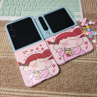 壳膜一体拼色妮妮蓝粉适用荣耀magicvflip2手机壳小米mixflip2折叠屏pocket2华为purax可爱n3flip原创zflip7