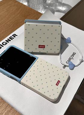 米拼蓝色爱心波点适用荣耀magicvflip2小米mixflip2手机壳可爱pocket2华为purax折叠屏挂绳摩托罗拉razr60/50