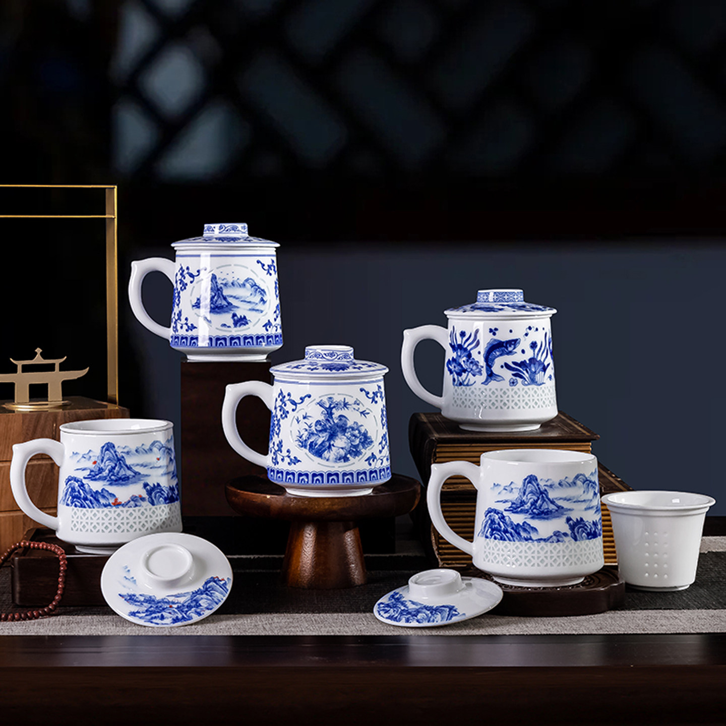 景德鎮高檔陶瓷茶杯茶水分離杯