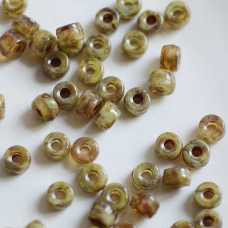 捷克琉璃毕加索色系散珠diy串珠