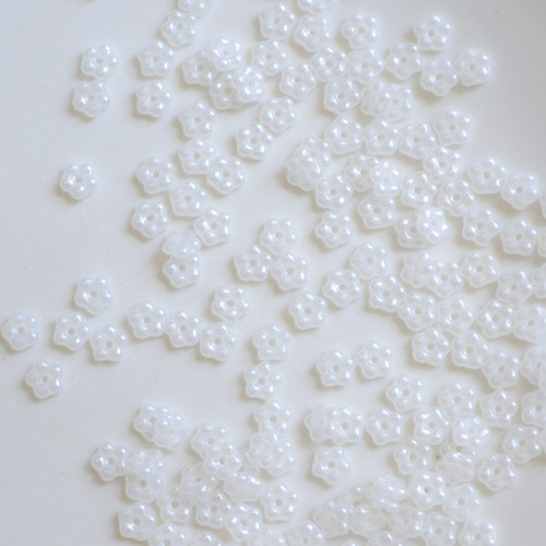 捷克进口珠5mm珍珠白扁隔珠梅花形琉璃玻璃散珠 手工diy串珠材料