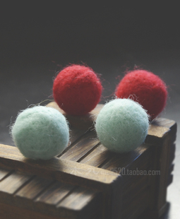 DIY手工制作羊毛毡戳戳乐纯色马卡龙球成品饰品耳环摆件材料配件