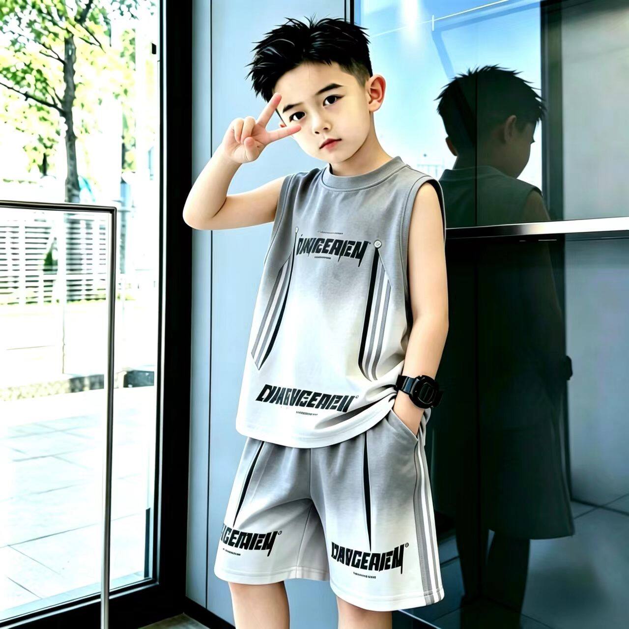 2026新款男童纯棉夏季短袖套装
