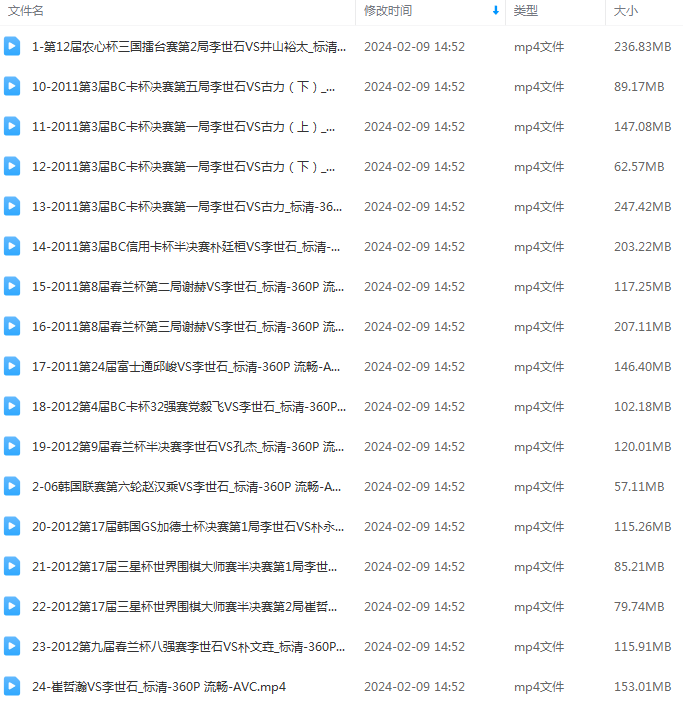李世石围棋对局视频50集精解农心春兰三星三国擂台富士通杯比赛BC