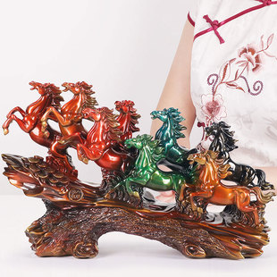 全铜八骏雄风马摆件老板办公室桌面生肖马摆设高档别墅客厅装饰品