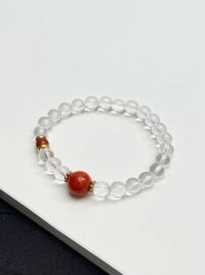 双a等级7mm左右南红玛瑙顶珠隔片配高保色真空镀18k金色配件