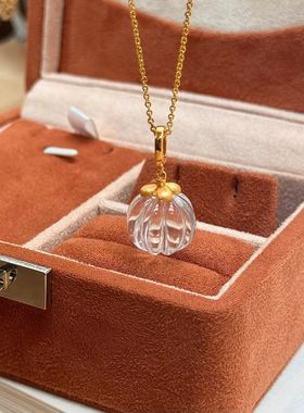 【吊坠】天然超双a等级高抛超亮光钻石白白水晶南瓜珠配银扣头