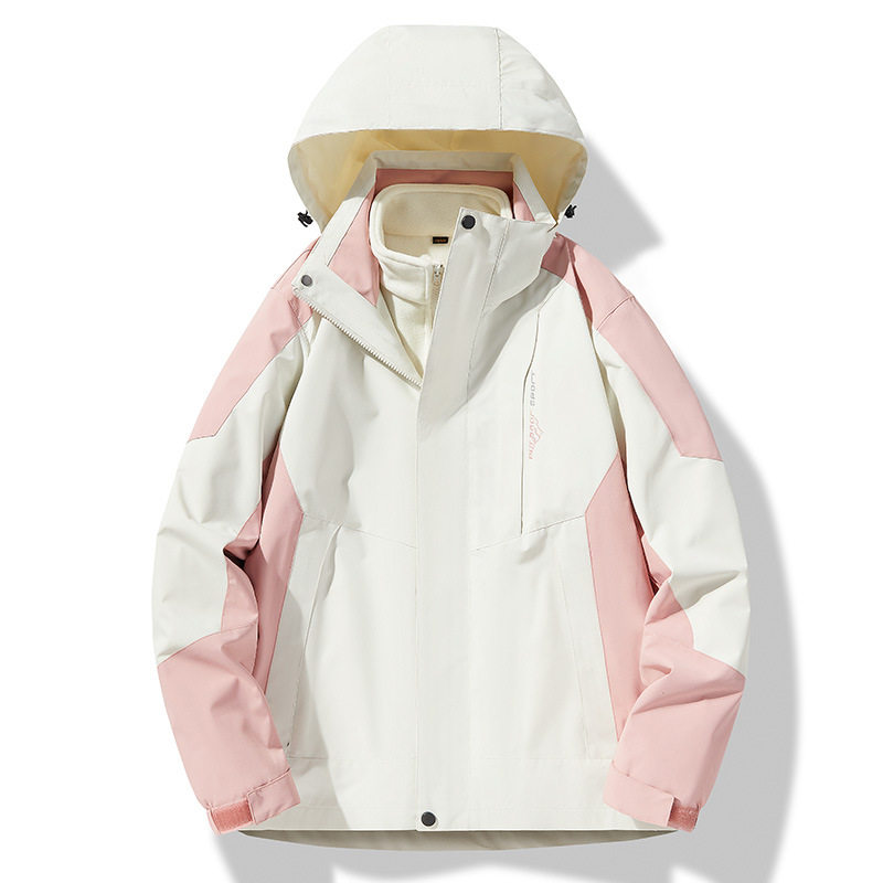 秋冬款防风防水三合一可拆卸防泼水登山服连帽冲锋衣男女同款定制