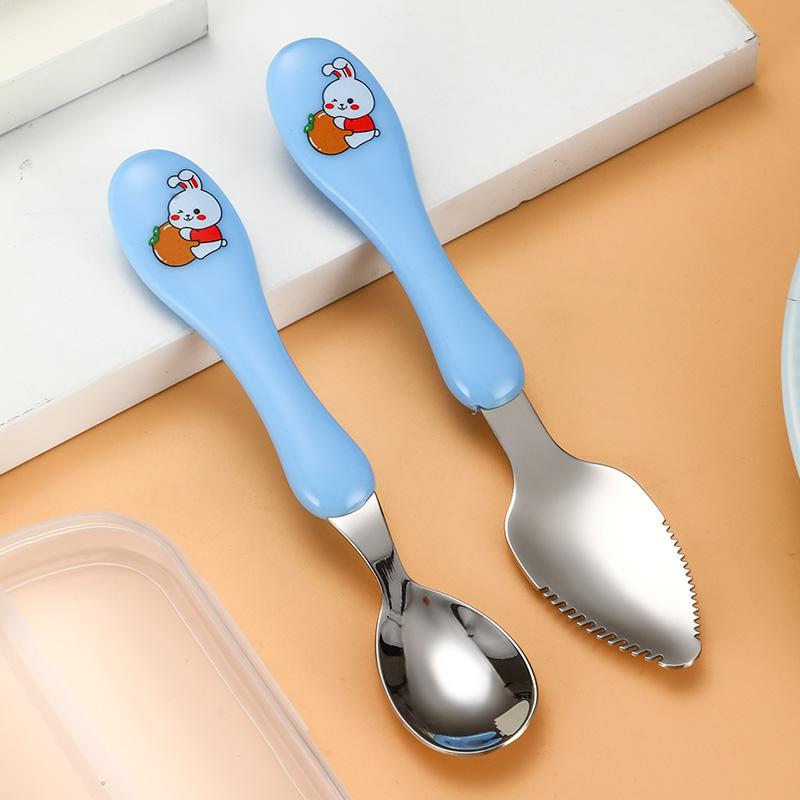 304不锈钢宝宝辅食勺刮泥勺套装
